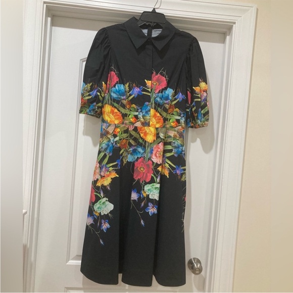 Rickie Freeman for Teri Jon Black Floral Midi Dress Size 12 - Picture 8 of 12